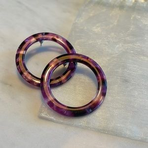 Machete Violet Tortoise Shell Circle Earrings
